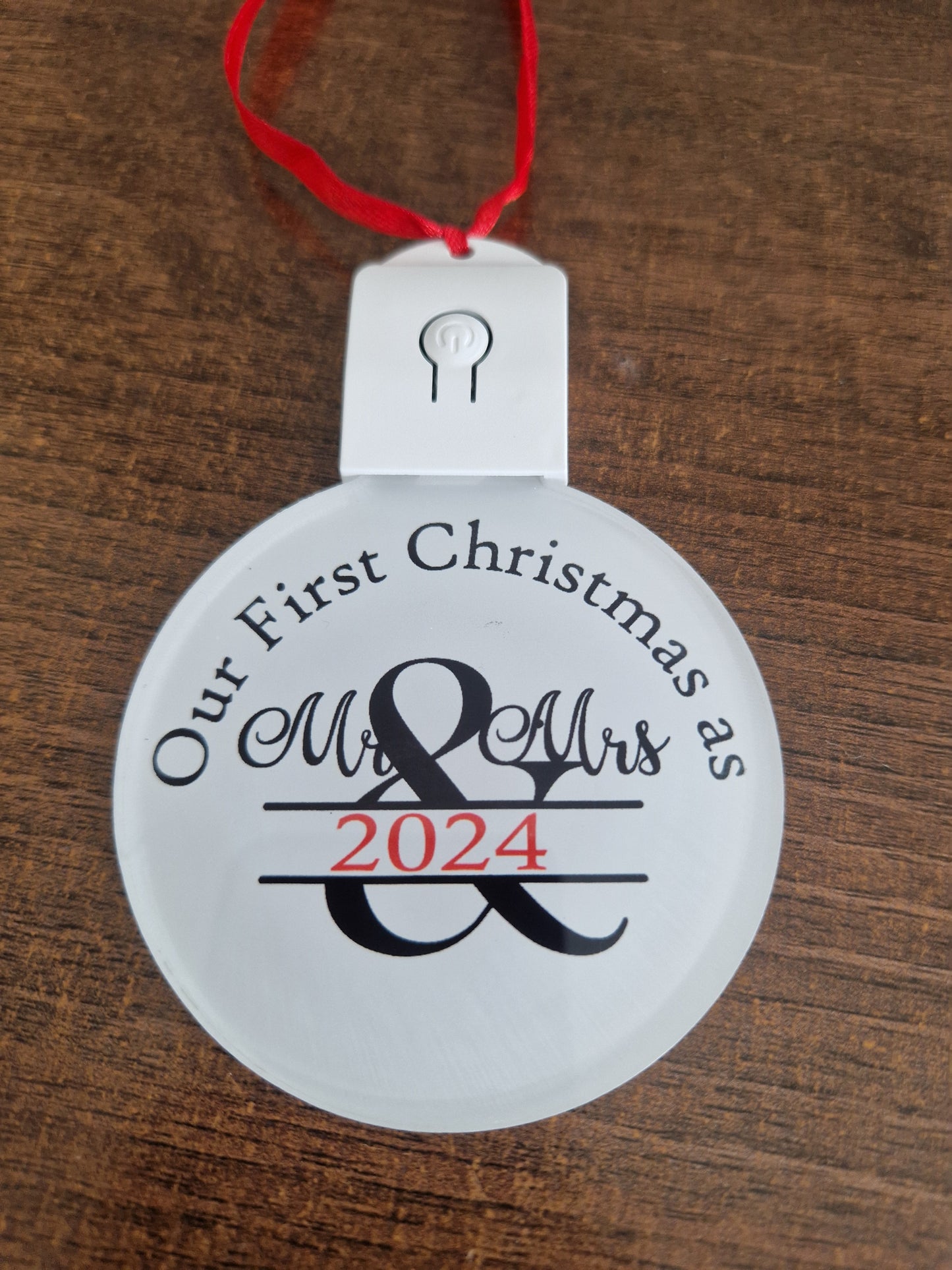 First Christmas as Mr & Mrs LED colour changing bauble