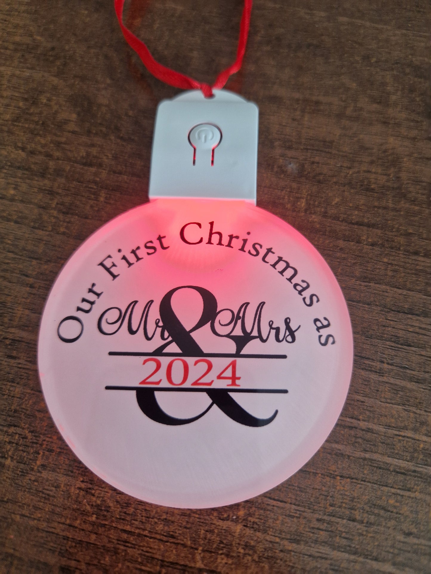 First Christmas as Mr & Mrs LED colour changing bauble