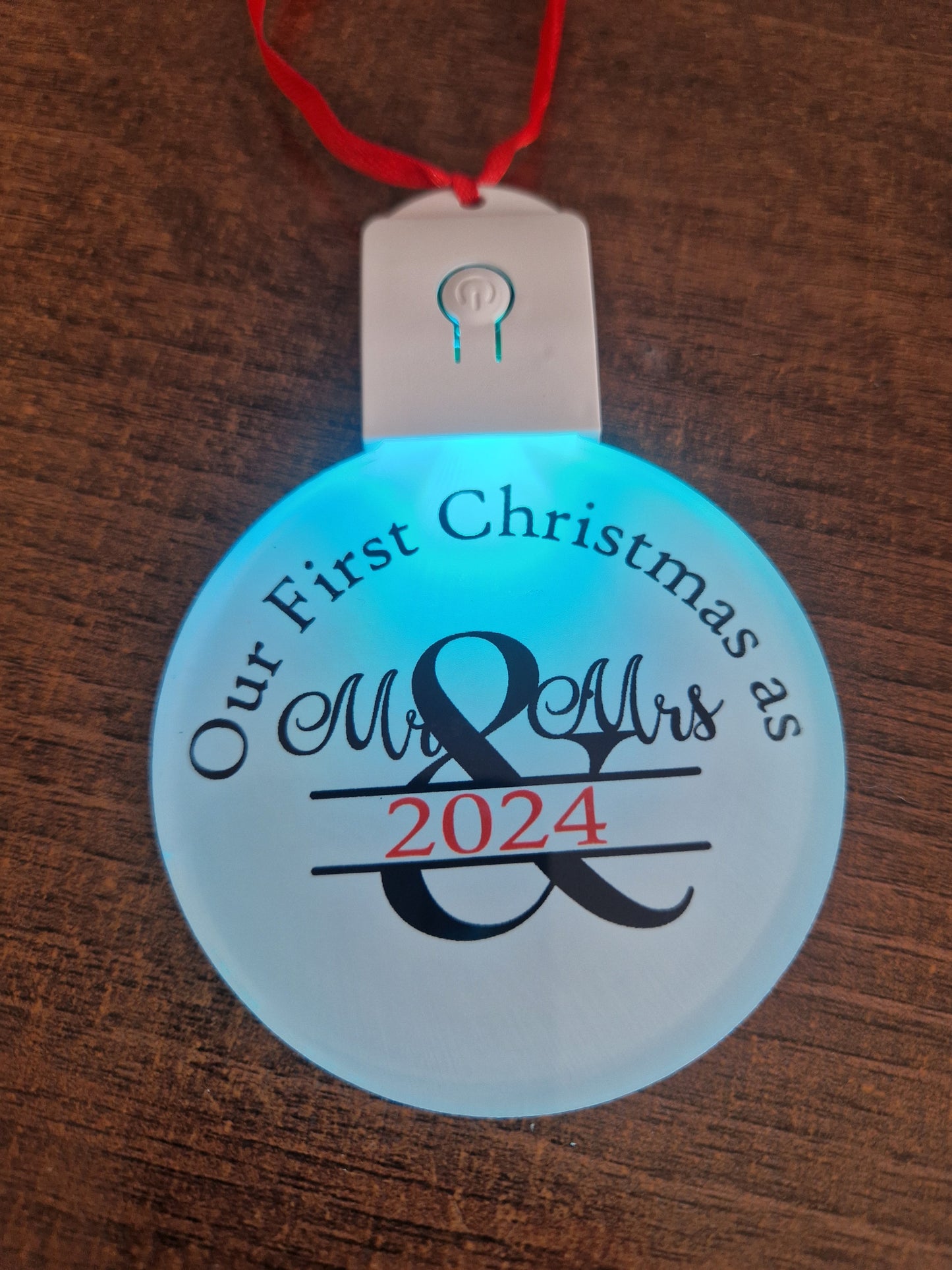 First Christmas as Mr & Mrs LED colour changing bauble