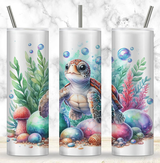 Under The Sea Watercolour Turtle 20oz Insulated Tumbler